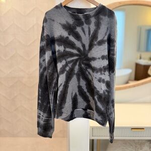 RtA Women's Crewneck Emma Sweatshirt - Black and Gray Tie-Dye Sparkle, Sz XS